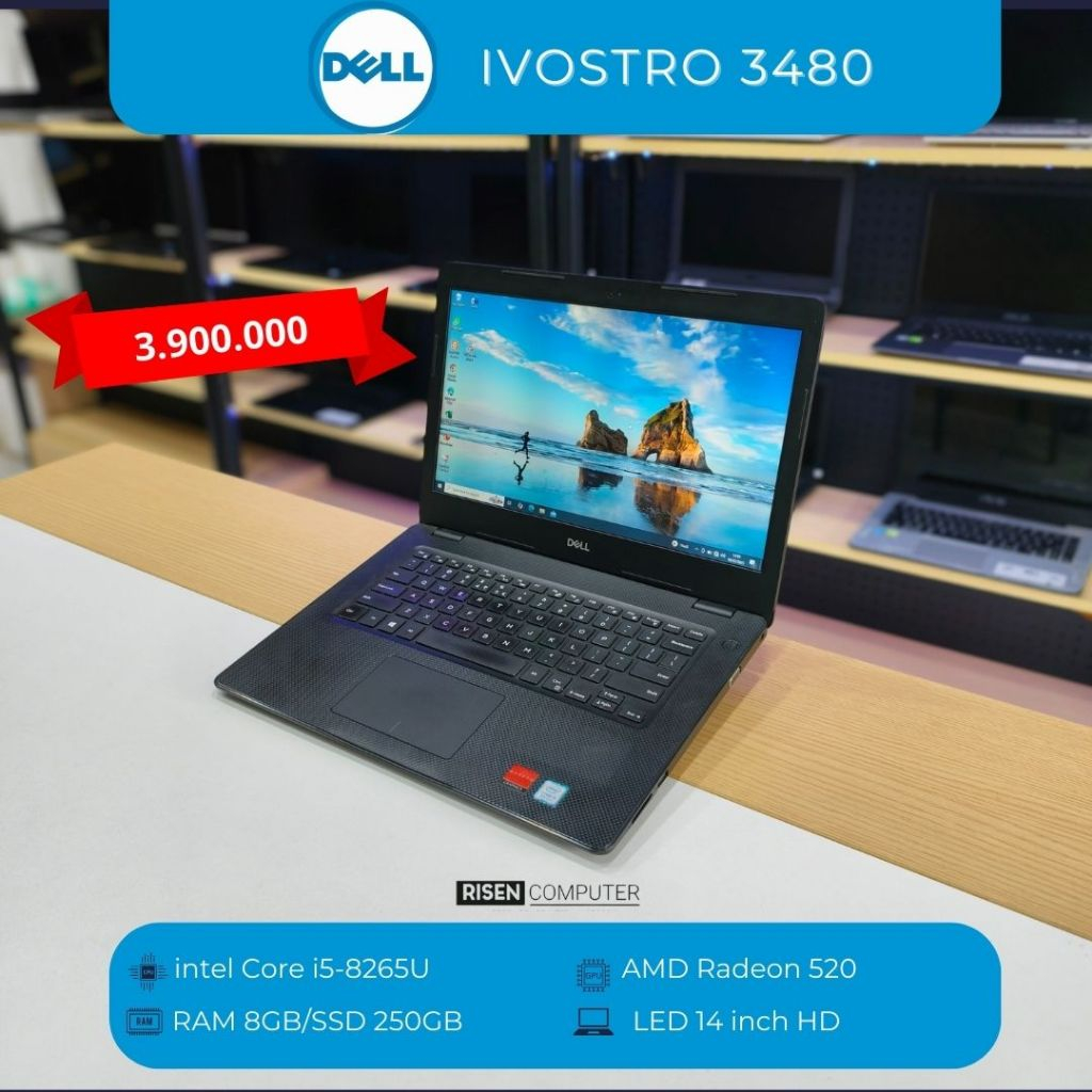 Laptop DELL VOSTRO 3480 INTEL CORE I5-8265u AMD RADEON 520 HD 14inch RAM 8GB SSD 250GB Notebook seke