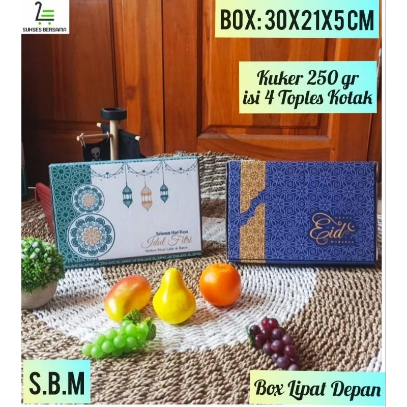 

Box 30x21x5 cm/Kardus/(KUKER 250 GR isi 4 TOPLES KOTAK ) /Lebaran/idulfitri/eid/Hampers/Packing