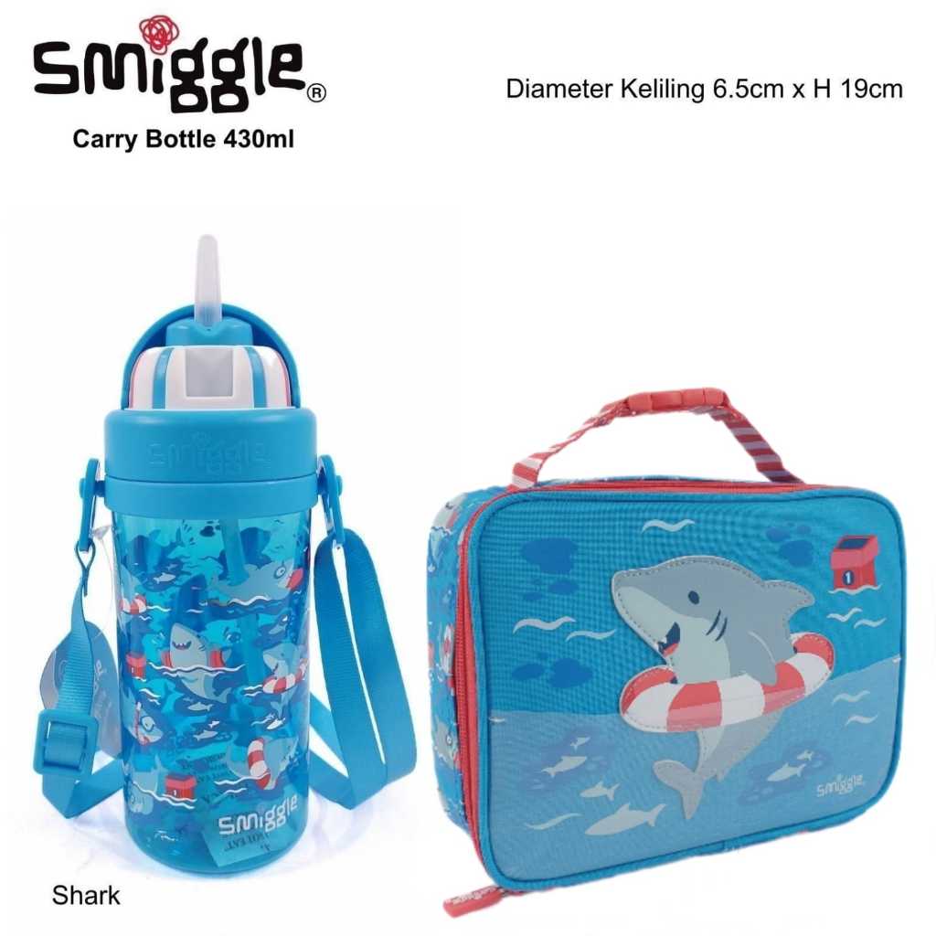 Smiggle Botol Lunchbag SHARK BLUE Teeny Tiny