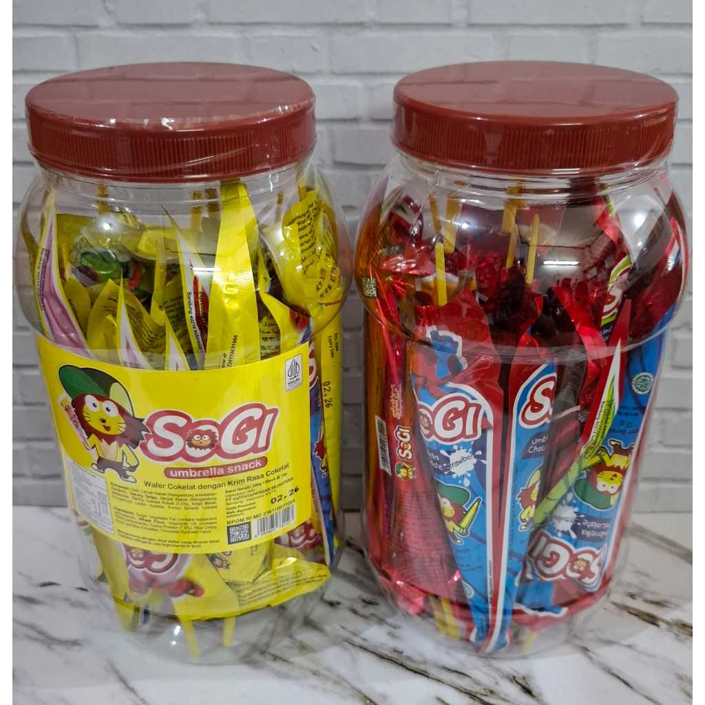 

Sogi Umbrella Snack Wafer Coklat Bentuk Payung Isi Krim Toples 240gram