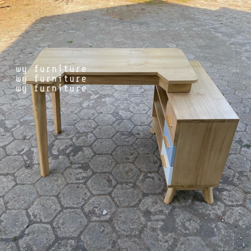 Meja kerja minimalis kayu jati, meja belajar minimalis kayu jati