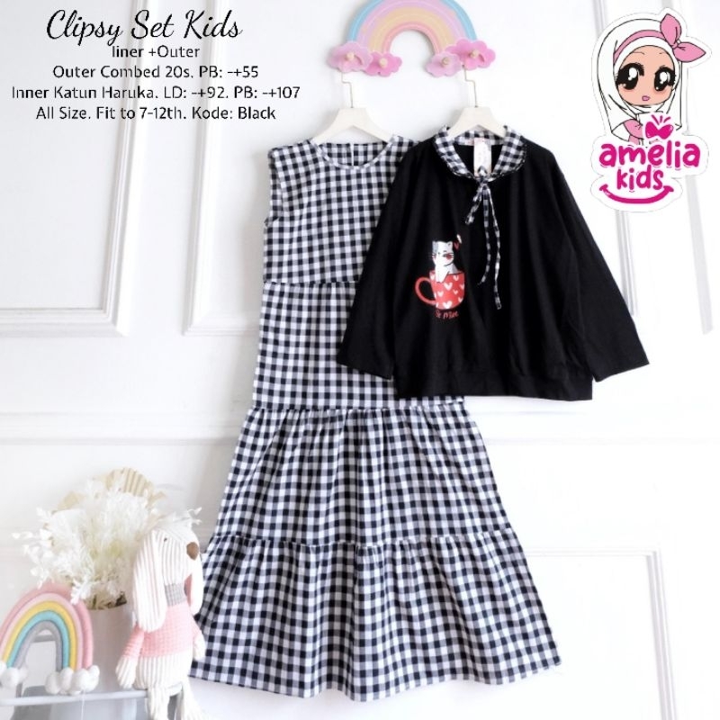 JESICA • MAUDYA • CLIPSY SET KIDS ORI AMELIA KIDS  SETELAN BAJU ANAK PEREMPUAN KEKINIAN TERMURAH