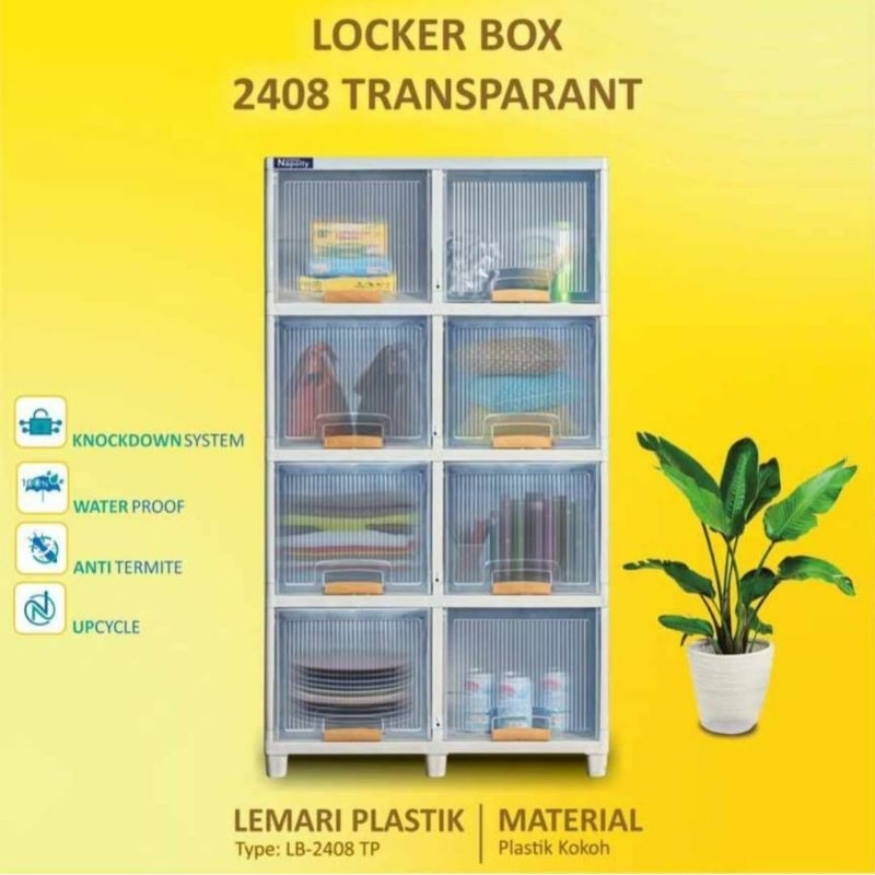 Lemari Plastik Pakaian/Nappoly Rak Cabinet / Locker Box LB 2408 TR Storage Box
