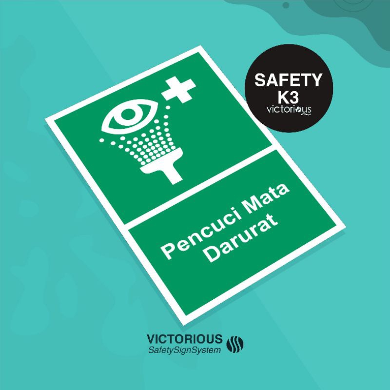 

Sticker Safety Sign K3 Rambu Pencuci Mata Darurat | Sticker Vinyl Tahan Air