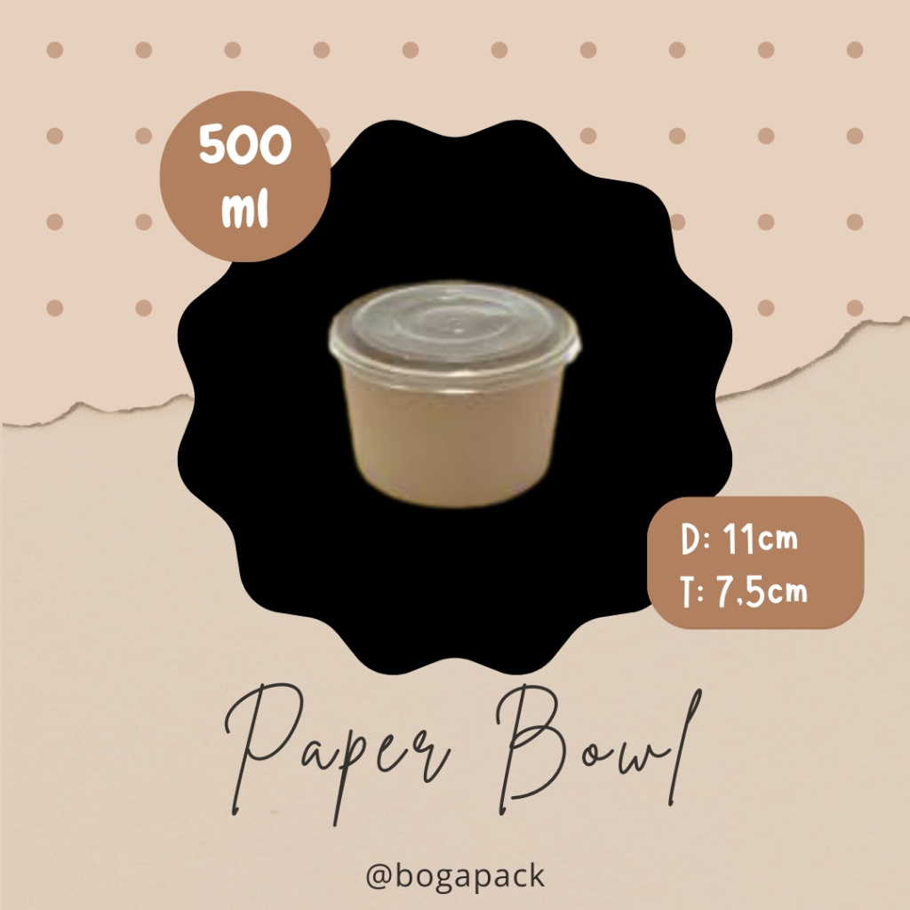 Paper Bowl Brown 500ml/ Paper Bowl Brown Kraft /Paper Salad Bowl / Mangkuk Kertas / Rice Bowl Packag