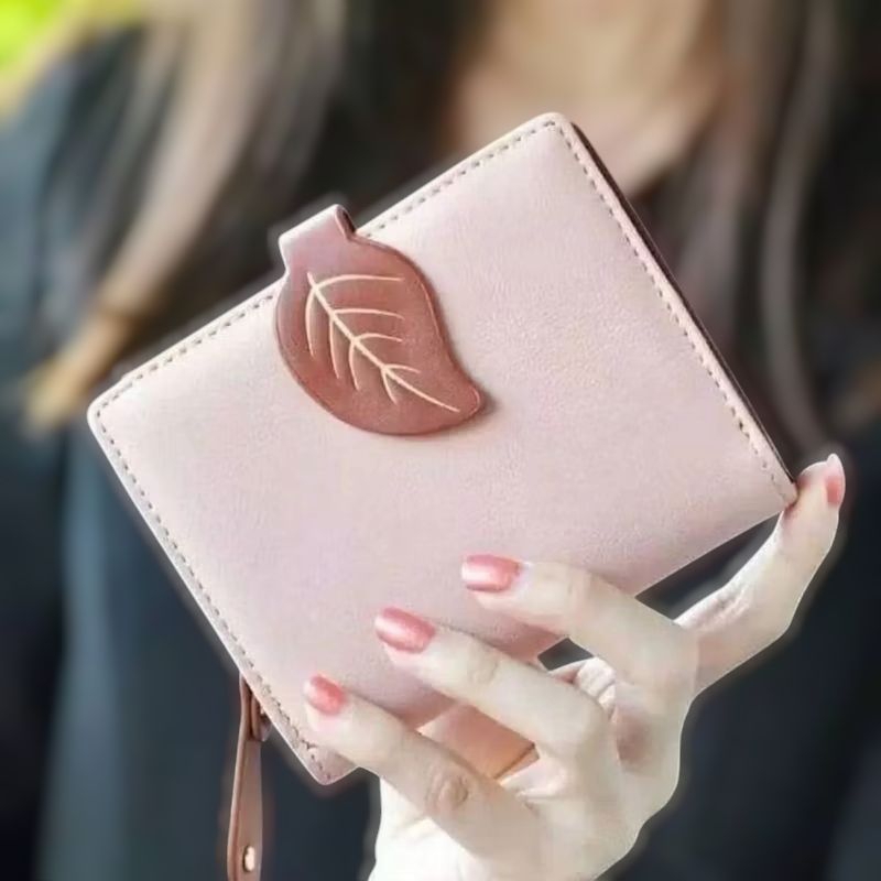 Dompen Daun ranting Dompel Lipat Mini Dompet Murah Dompet kartu Dompet Wanita kulit Sintetis (miniso