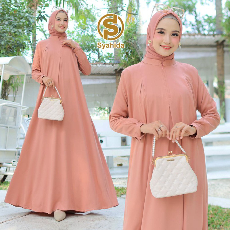 Gamis syahida polos motif pecah 3