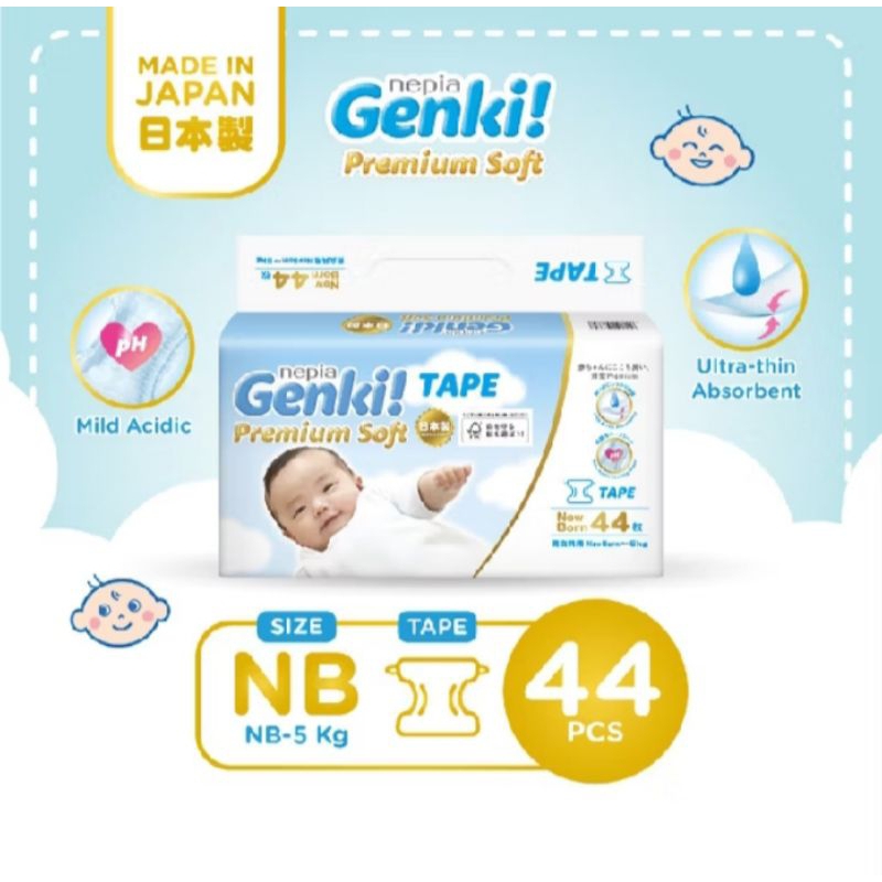 Pampers Premium Soft New Born isi 44 pcs Nepia Genki