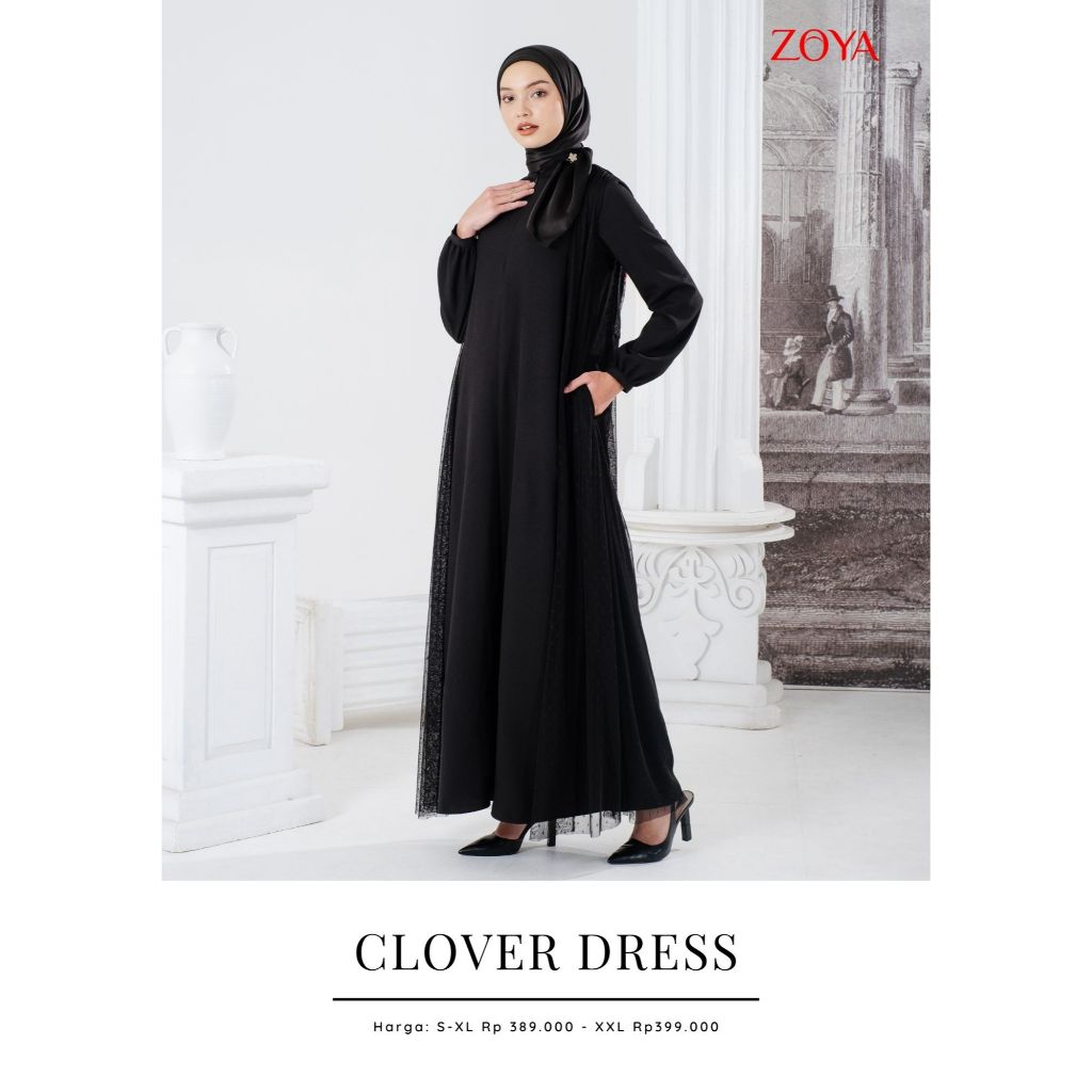 ZOYA BAJU BUSANA GAMIS MUSLIMAH CLOVER DRESS WARNA HITAM