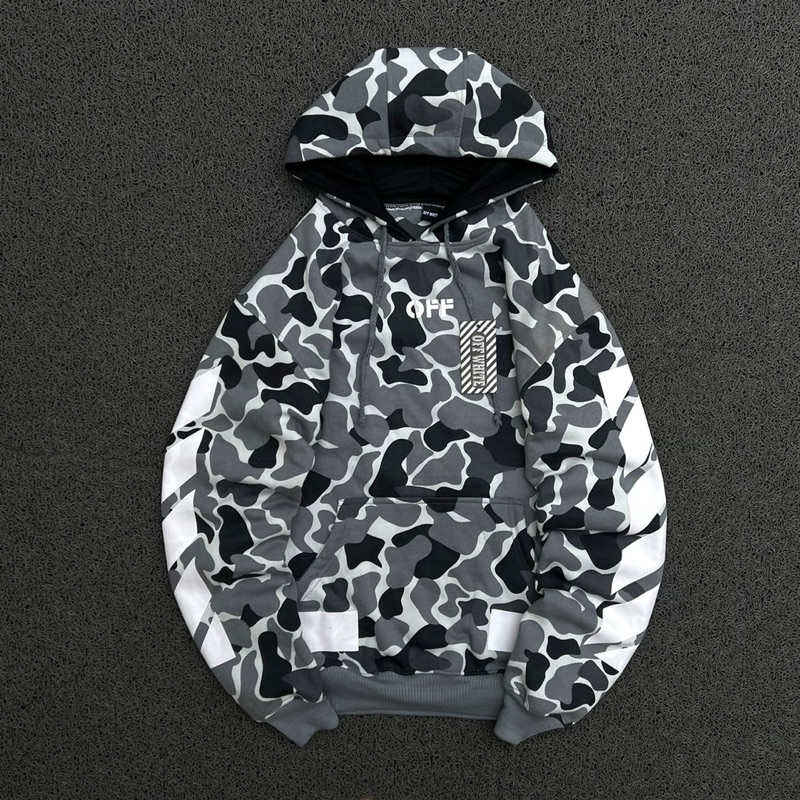 OFF - WHITE Sweater Hoodie Jaket Camo Loreng Army Pria&Wanita