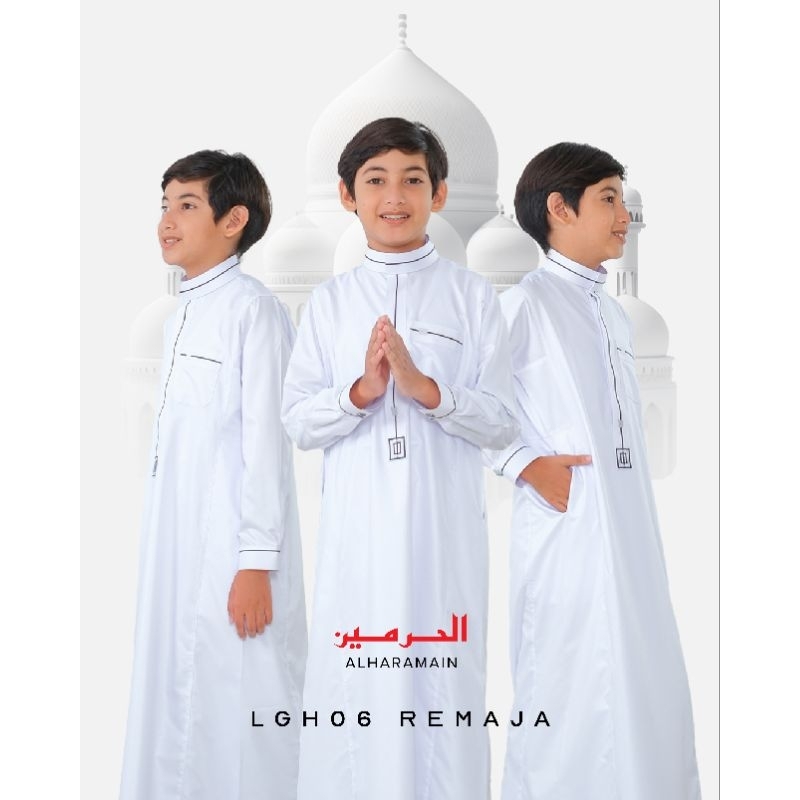 AL Haramain Jubah / Gamis Pria Remaja Premium Import Motif Anak Remaja |Putih