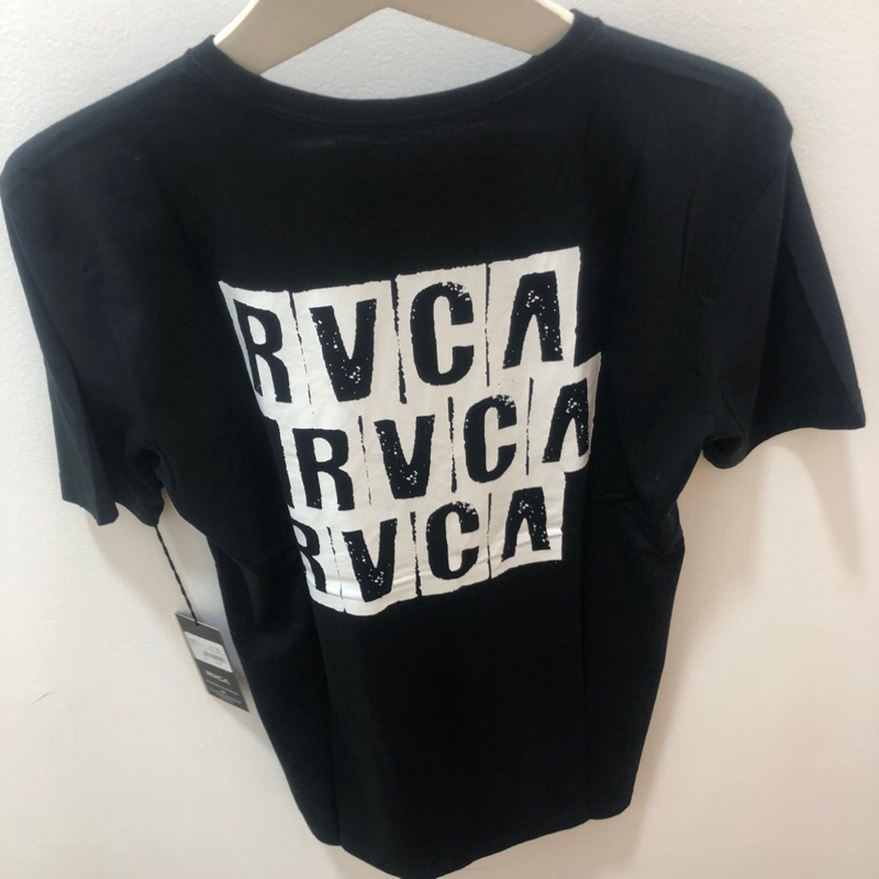 kaos pria rvca original blocked rvca ss tee blak