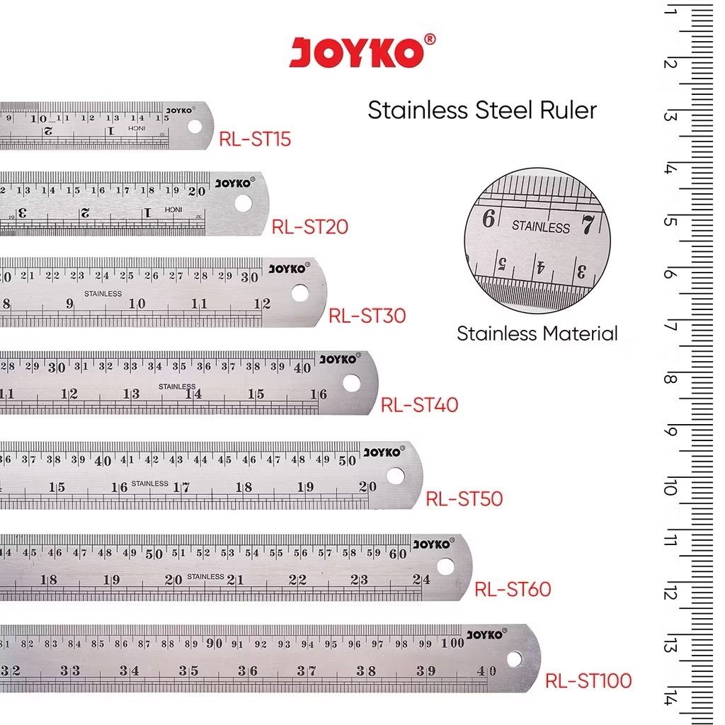 

LA - Joyko Stainless Steel Ruler Penggaris Besi RL-ST50 50cm 1pcs