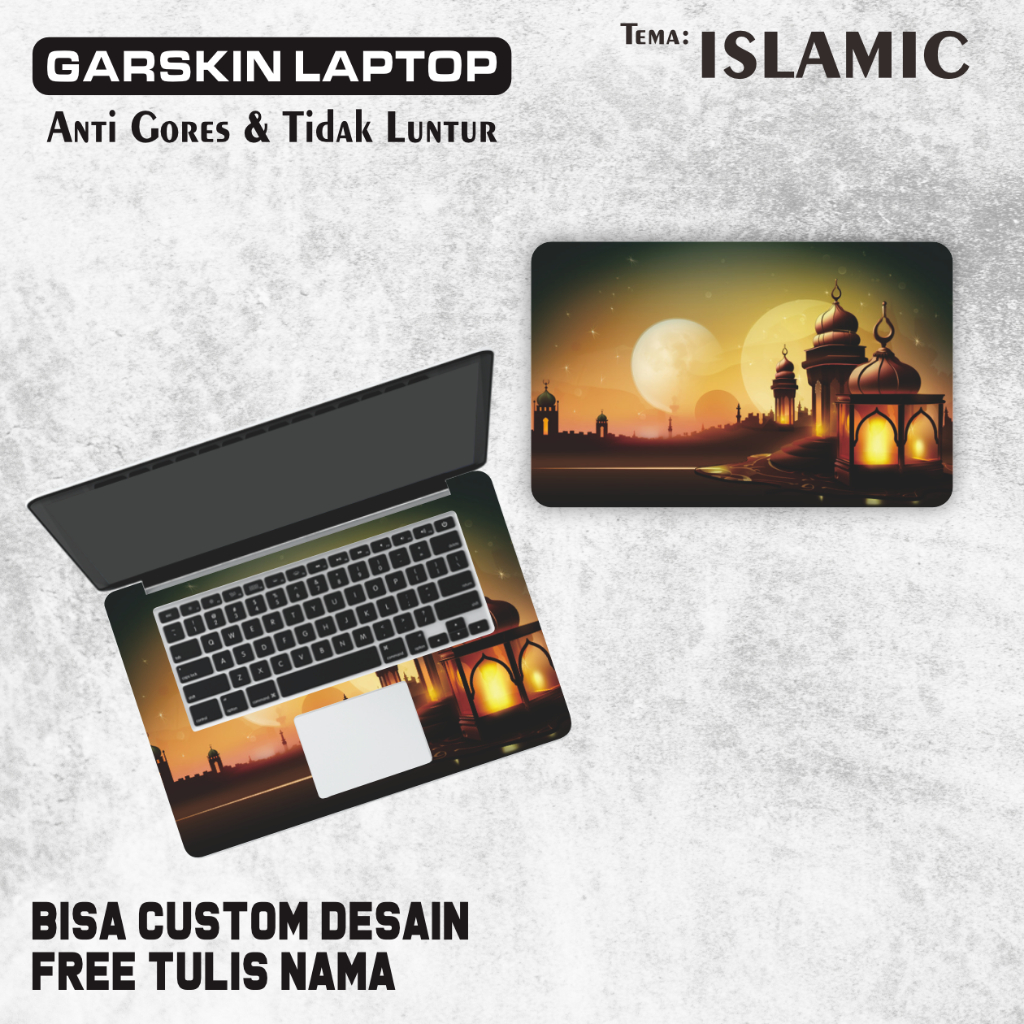 Garskin Stiker Cover Protector Notebook Laptop  Tema Islamic Aesthetic Costum Nama Lenovo Asus UP 01