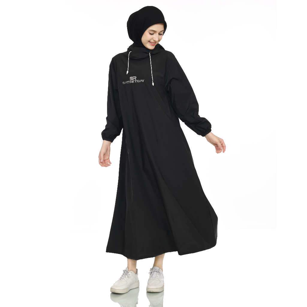 SATSETDAY Jas Hujan Wanita Gamis Syari Mantel Tebal Kuat Elastis Anti Rembes Bahan Premium