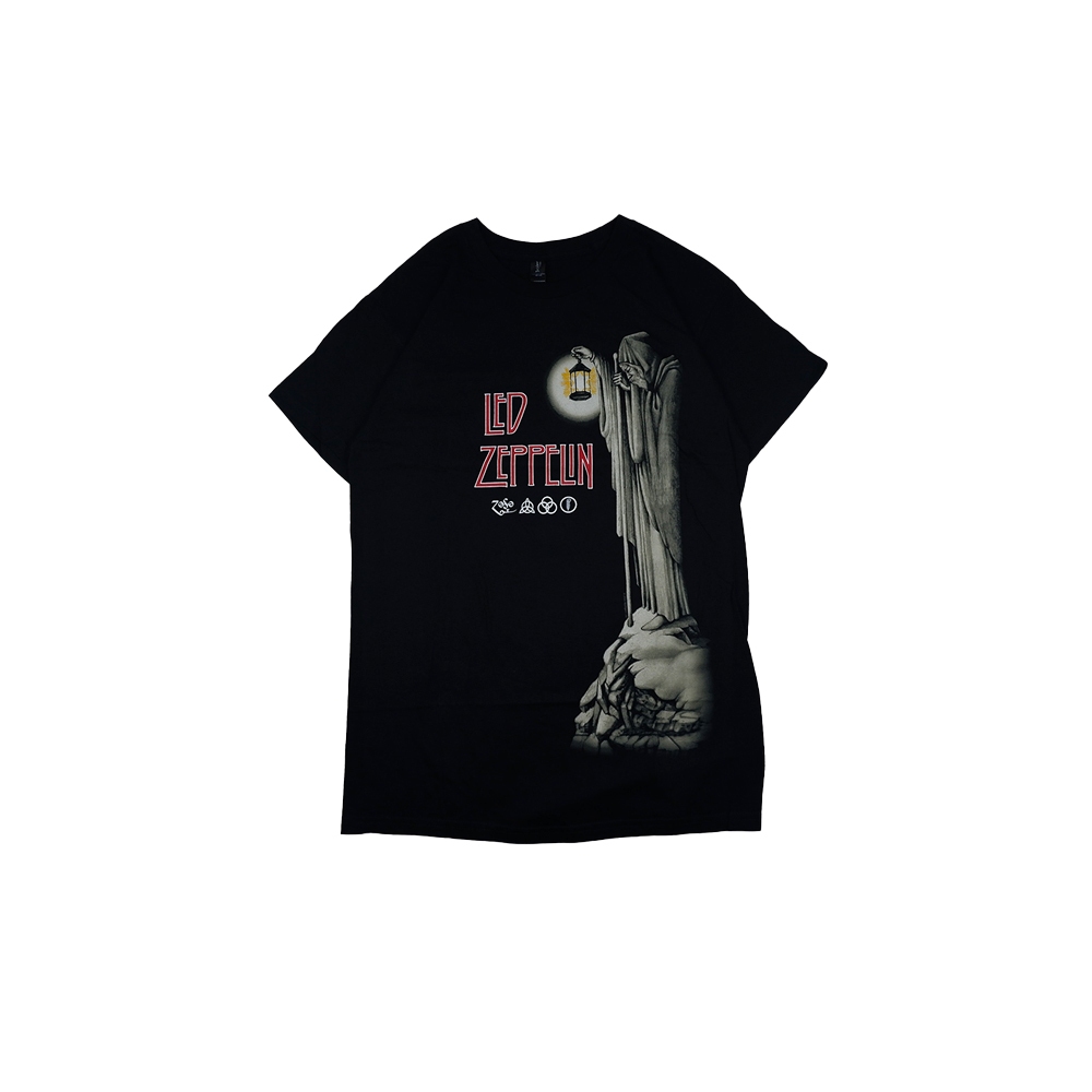 Kaos Band Led zeppelin hermit & Zoso Logo Tshirt Black