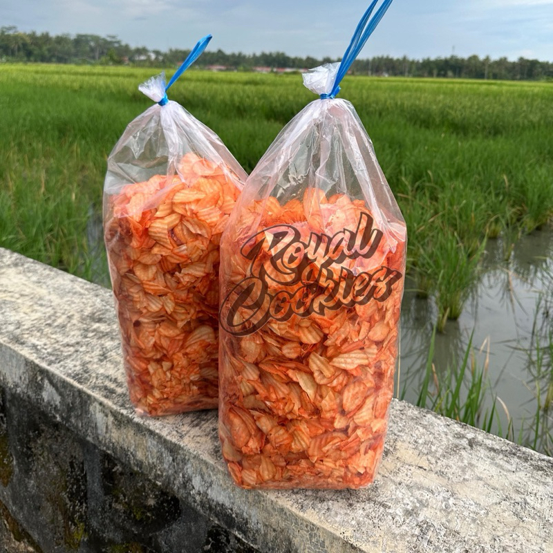 

KRIPIK SINGKONG BALADO kripik singkon gelombang pedas renyah gurih camilan snack PER BALL