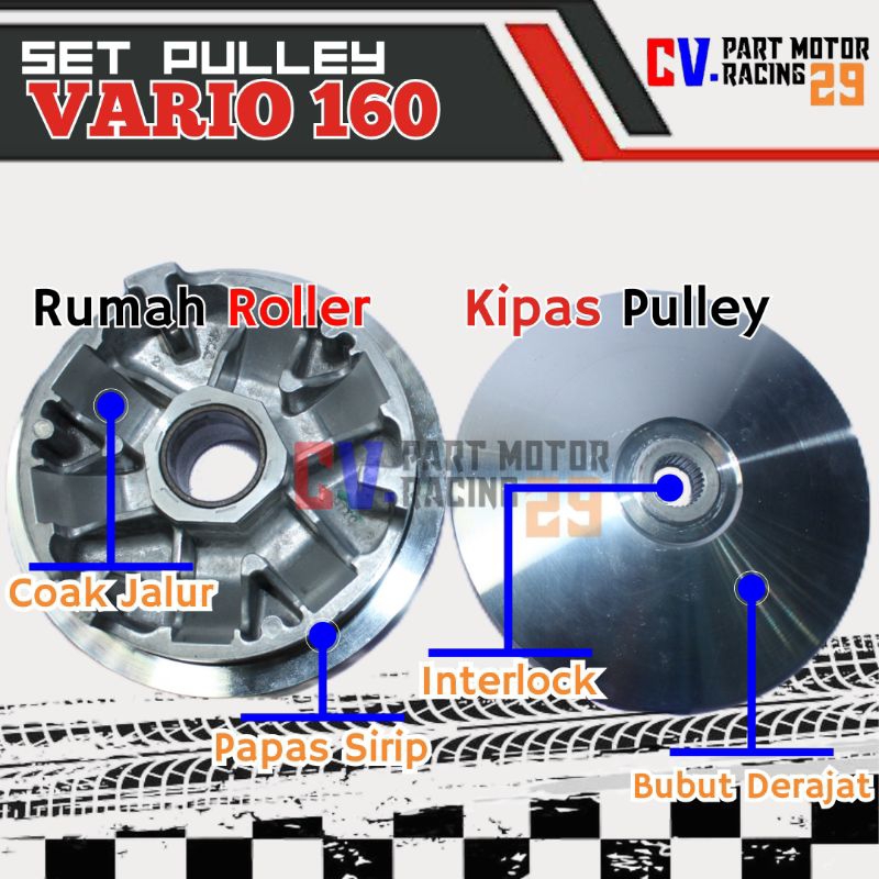 SET PULLEY VARIO 160 RUMAH ROLLER VARIO 160 KIPAS 160