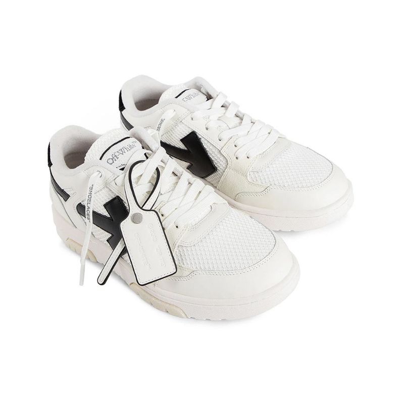 Off-White Out Of Office 'OOO' Slim Sneakers Mesh and Leather White Men White