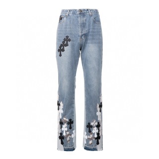 Chrome Hearts Jeans with Leather