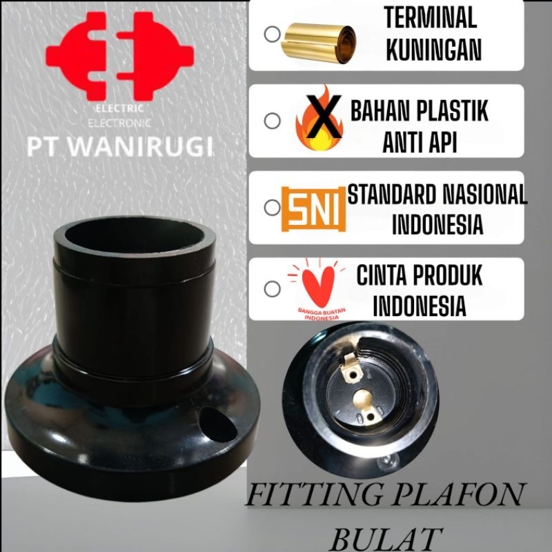 fiting lampu plafon model bulat pitingan tempel bahan KUNINGAN