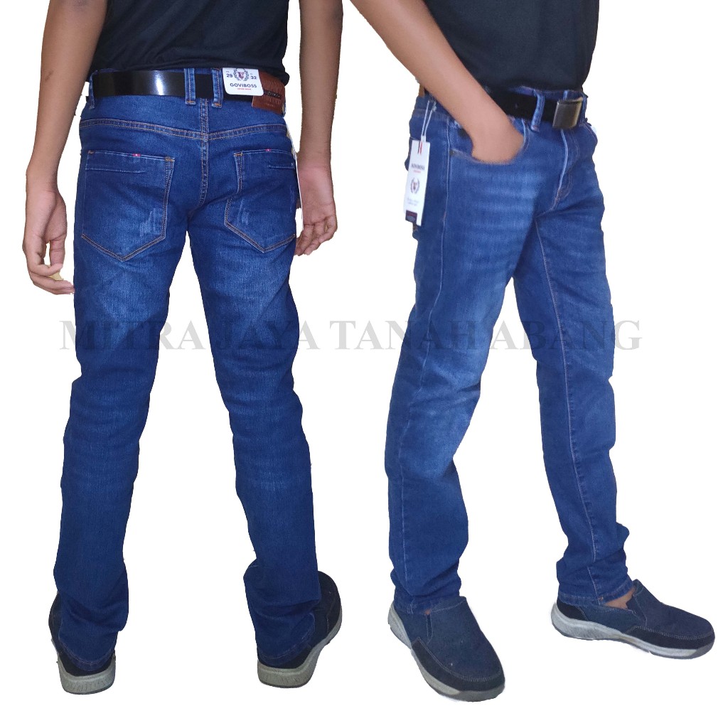 CELANA JEANS STRETCH PRIA PREMIUM QUALITY MERK GOVIBOSS/STANDARD REGULER FIT/UKURAN 29-38/CELANA JEA
