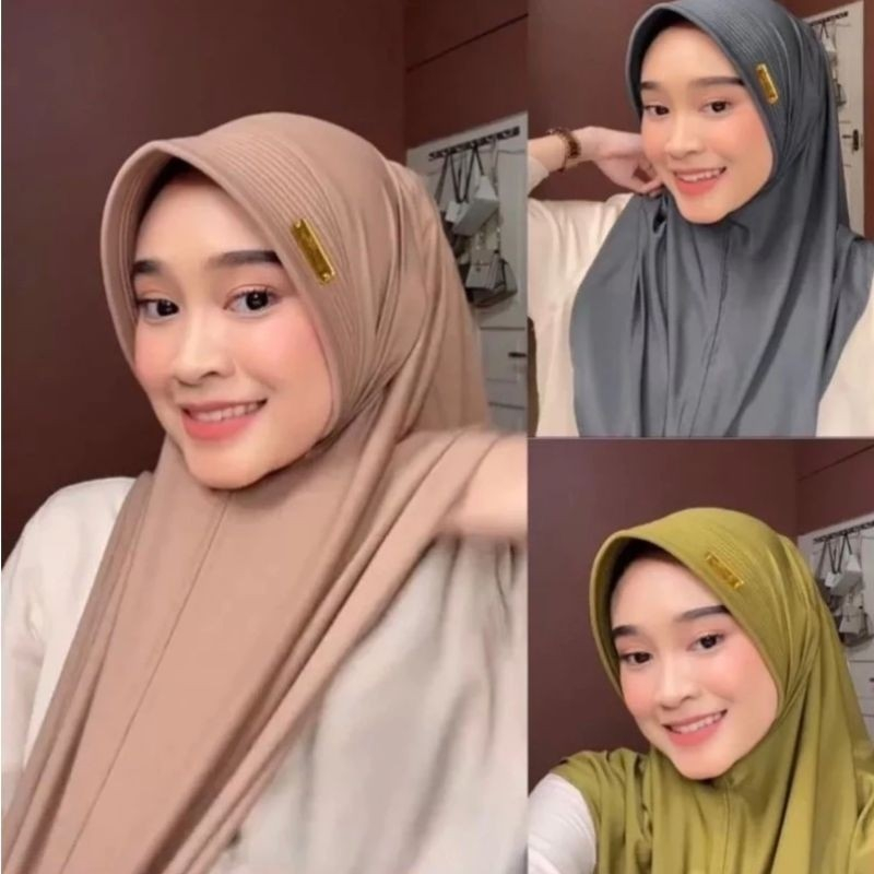 HIJAB BERGO HAMIDAH Size M Menutup Dada | HIJAB BERGO HAMIDAH INSTAN Label Akrilik Mewah berlian hij