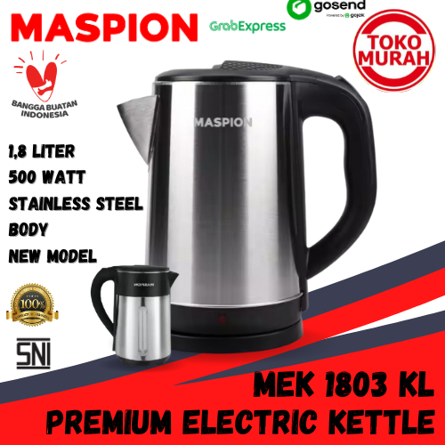Electric Kettle/Teko Listrik/Mug Listrik MASPION MEK 1803 KL 1,8 Liter Stainless Steel 500 Watt