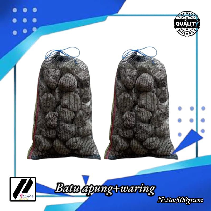 batu apung media filter kolam plus waring 500gram /batu apung media filter kolam koi / batu apung / 