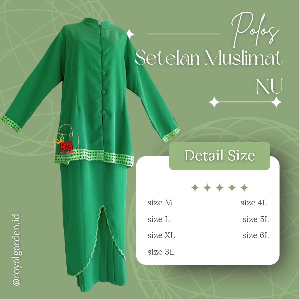 KODE C88A Seragam Muslimat NU nahdlatul ulama gamis dan setelan Hijau POLOS  BATIK Promo Grosir Size