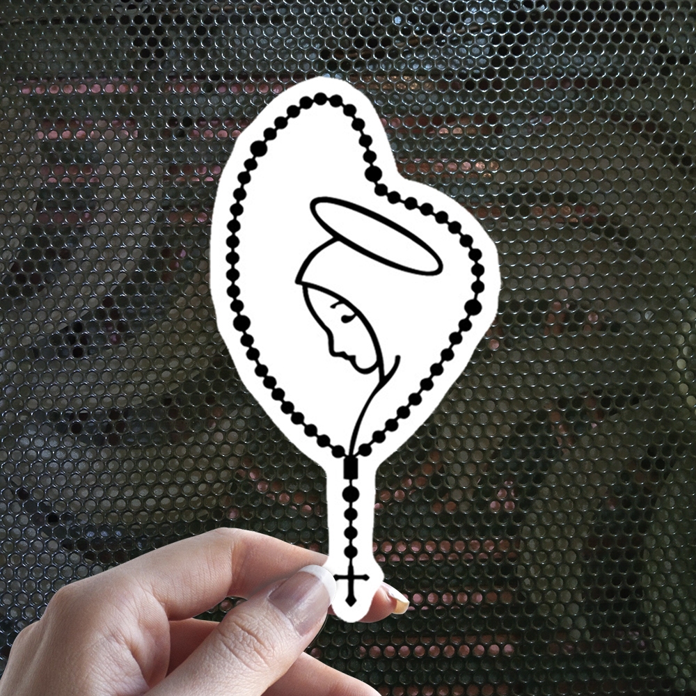 

Sticker Mobil Decal Vinyl Tahan Air Rosario Bunda Maria Kristen Katolik