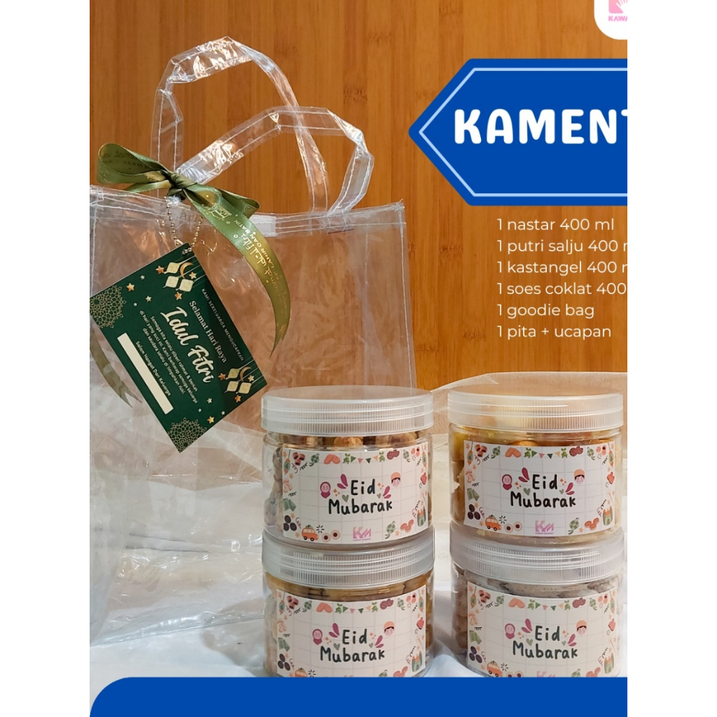

PAKET KAMENT 4 Hampers Lebaran Idul Fitri Kue Kering Premium isi 4 jenis kue toples 400ml