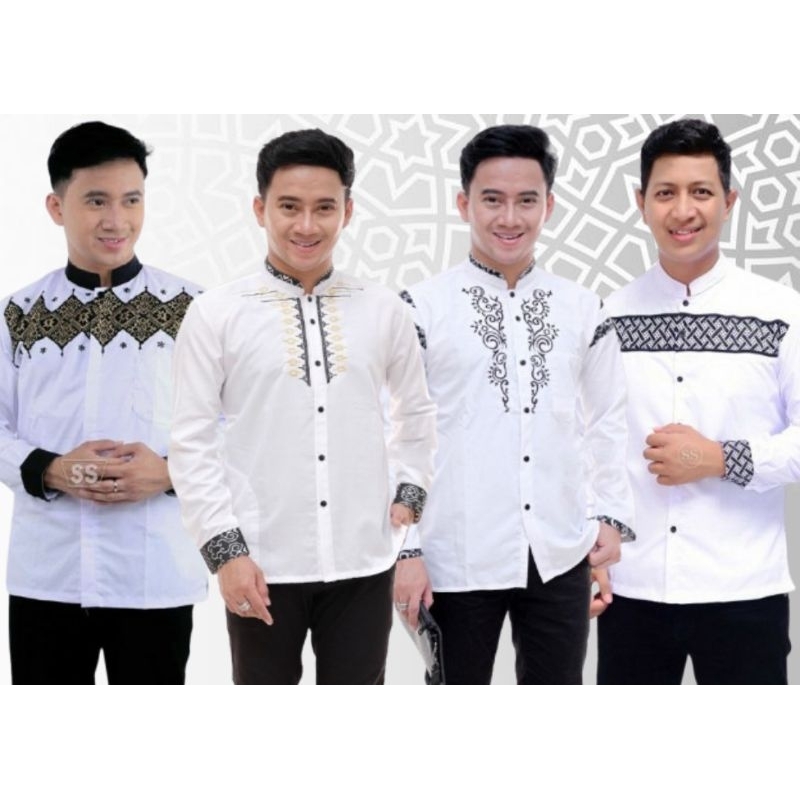 Baju koko pria lengan panjang koko putih baju koko bordir baju pria