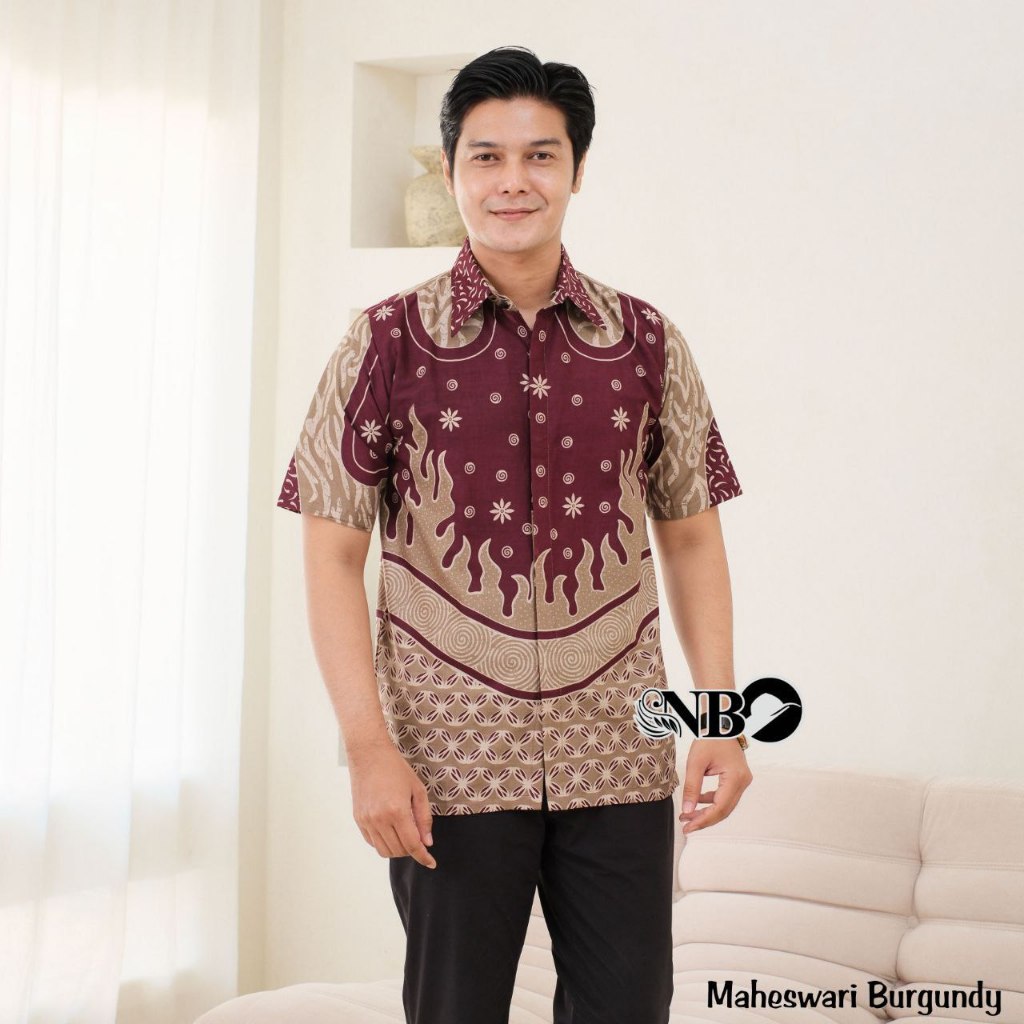 BATIK PEKALONGAN 88 - Hem Batik Bahan Katun Prima Atasan Kemeja Lengan Pendek Outfit Kondangan Pria