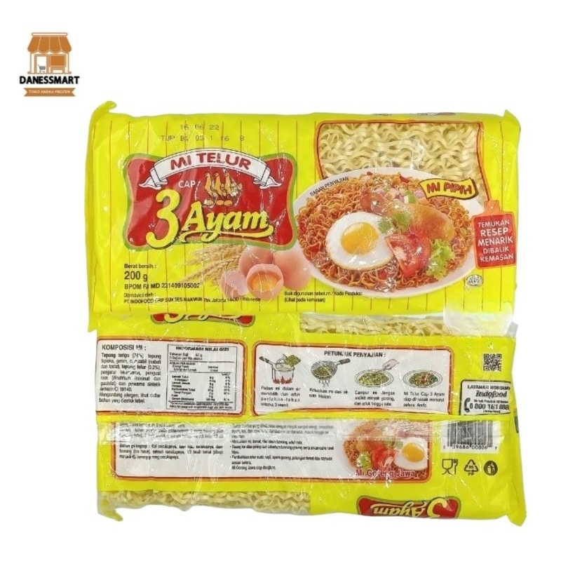 

Mie Telur Cap 3Ayam Mie Telor 200gram