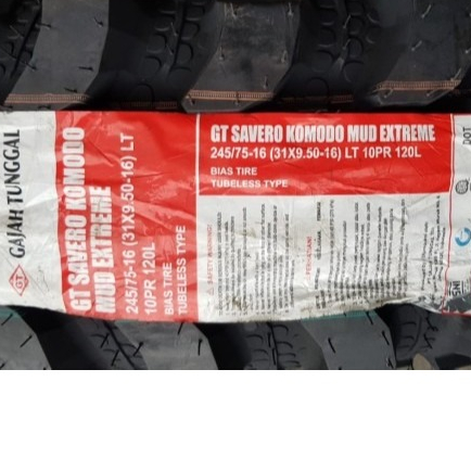 GT Komodo Extreme MT 31x9.5-16 setara dengan 245/75 R16 Ban Mobil Offroad Ring 16