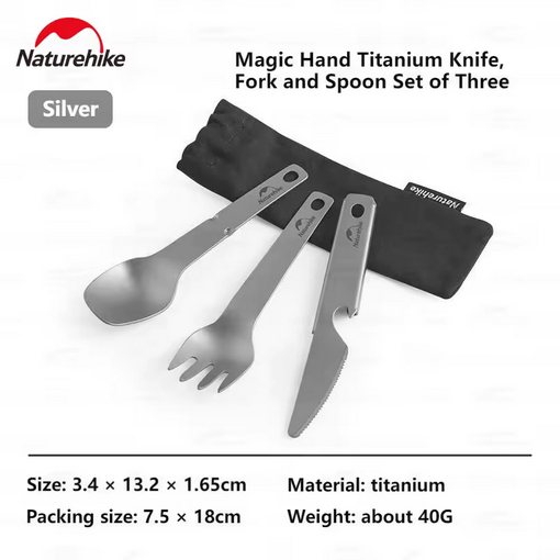 TITANIUM CUTLERY SET TABLEWARE NATUREHIKE CNH22CJ017 - SET ALAT MAKAN ULTRALIGHT