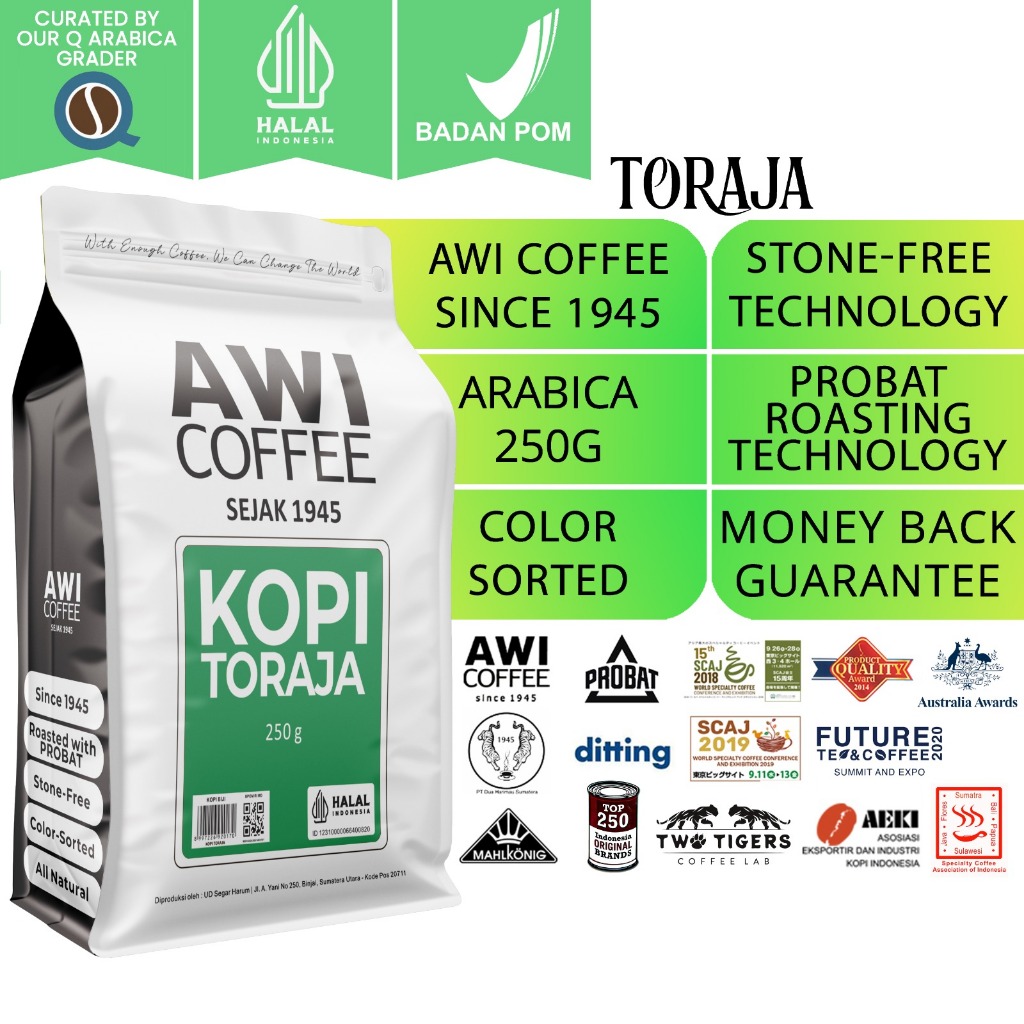 

TORAJA MARINDING 250gr | Arabica Roasted Coffee Beans | Specialty Kualitas Ekspor | AWI COFFEE