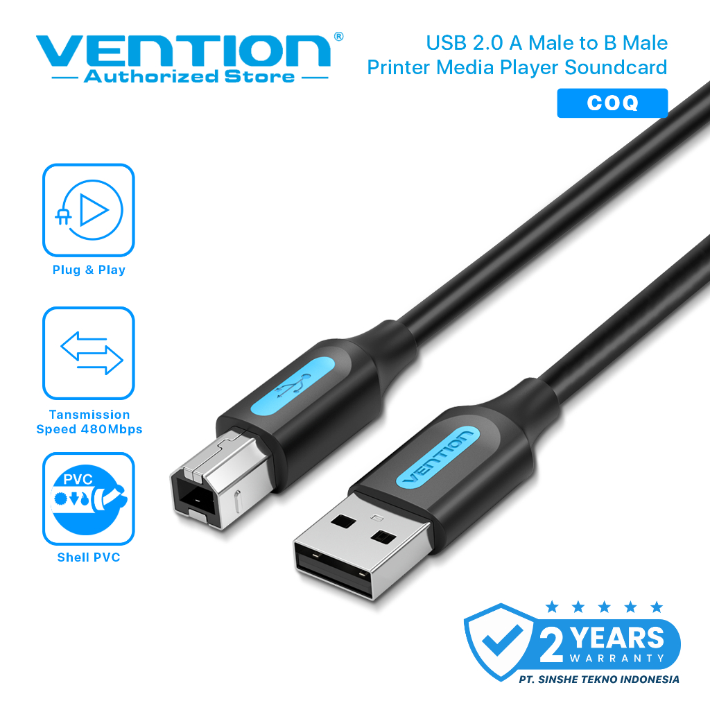 Vention Kabel Data USB 2.0 A Male to Type B Male Printer Media Player Soundcard
