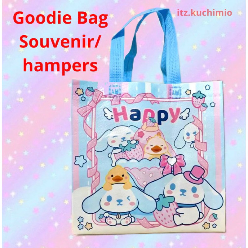 

Tas goodie bag souvenir hampers ulang tahun Cinnamoroll happy birthday Sanrio bag