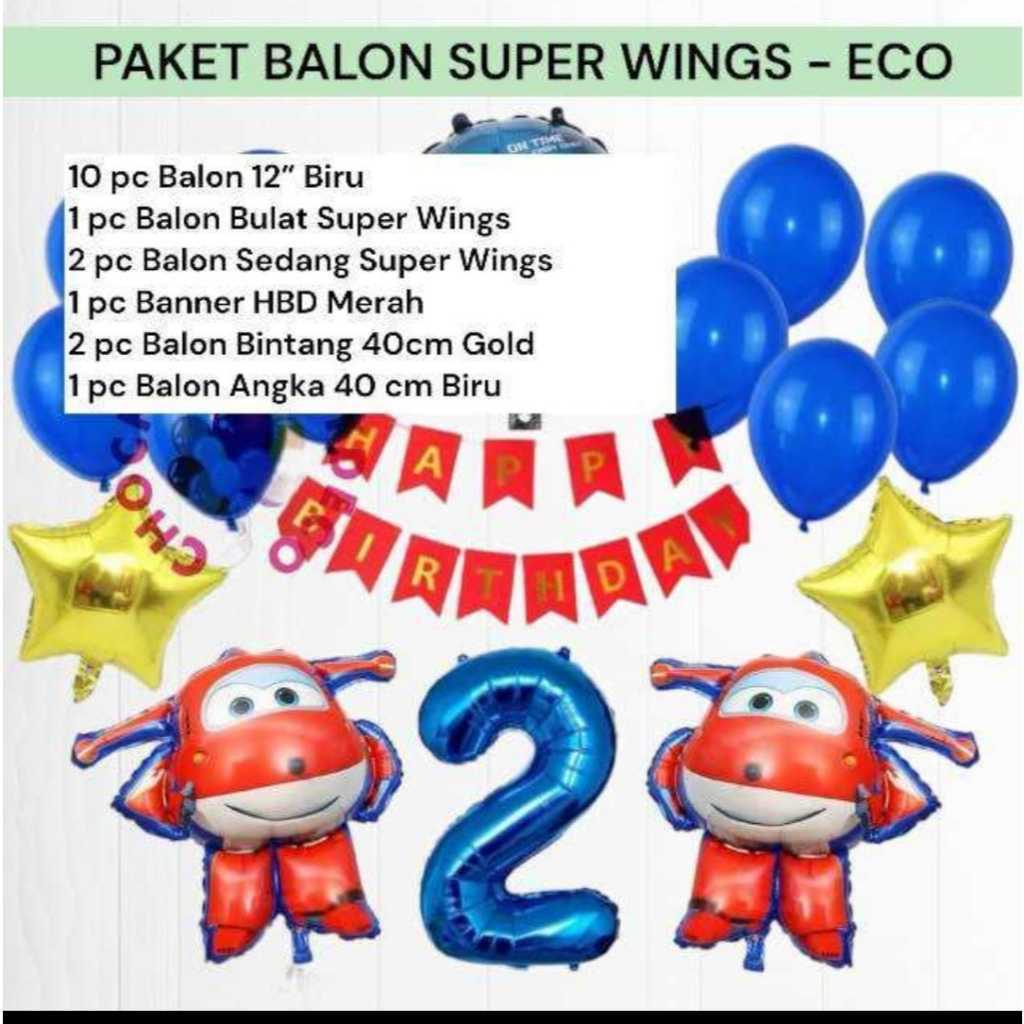 Paket Balon SUPERWINGS / Dekorasi Ulang Tahun Superwings Jett Chase Jerome Sky Donnie