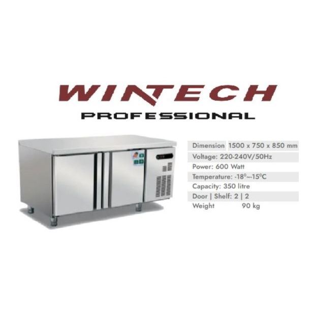 WINTECH WTHI-XCF-150-2D SS Kitchen Refrigeration Undercounter Freezer 2 Dua Pintu - Stainless Steel 