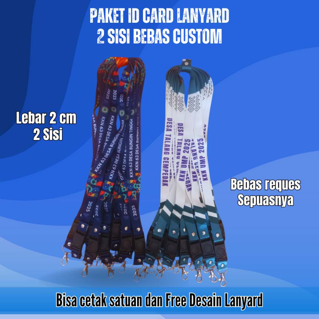 

Lanyard Custom / Tali ID Card Custom / Cetak 2 Sisi Bahan Tisu Premium