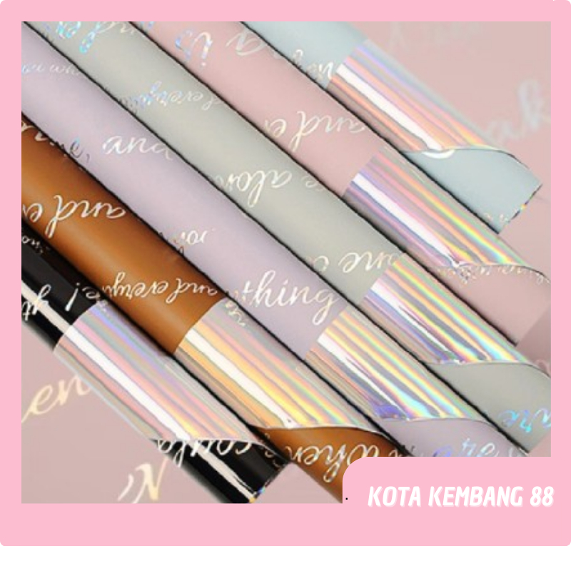 

Kertas Buket Bunga Hologram Bi Color Cellophane Flower Wrapping Paper Plastik OPP Rainbow KB056