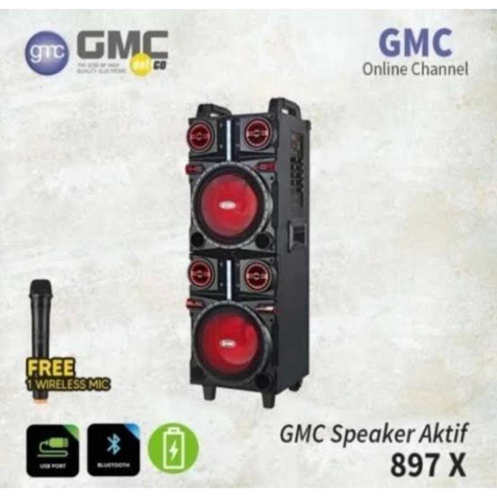 Speaker Portable gmc 8 inch x 2 897X MIC WIRELESS