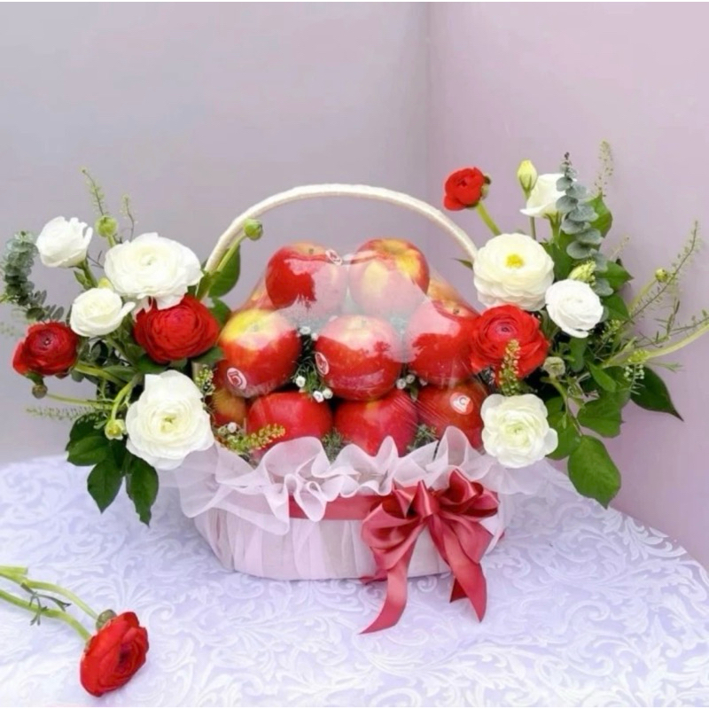 

BK - Parcel Lebaran Idul Fitri Apel Segar Mixed Flower Cantik Hampers Lebaran Hadiah Orangtua