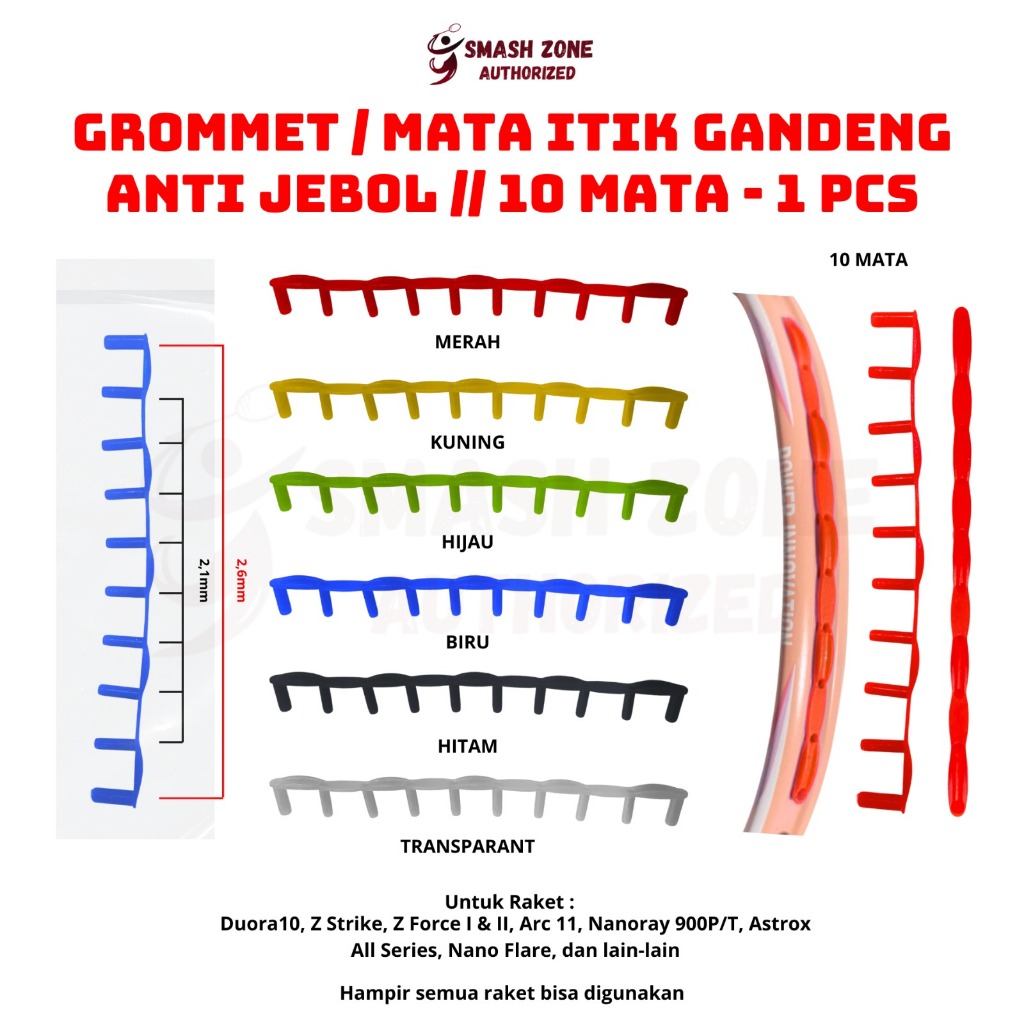 Mata Itik Gandeng Grommet Sambung 10 Lubang Raket Badminton Gromet Continous Pemberat Raket Original
