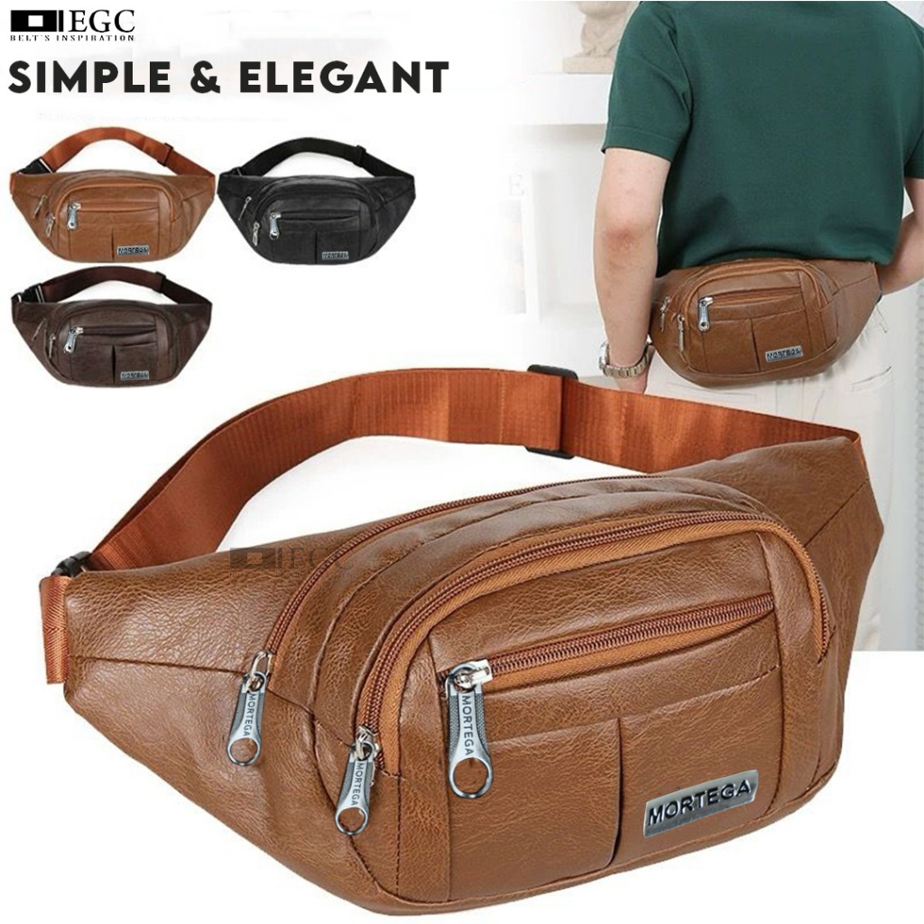 TAS PINGGANG PRIA KULIT MORTEGA/TAS PRIA/TAS COWOK/MORTEGA MAN LEATHER WAIST BAG WB-575