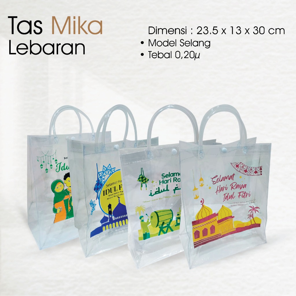 

Tas Mika Lebaran Uk. 23.5 x 13 x 30 Ada Sablon
