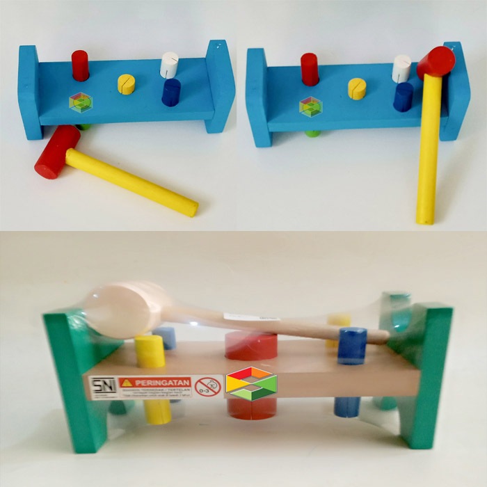 Mainan Edukatif Balok Pemukul Hammer Set - APE Balok Pukul Kayu PAUD